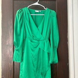VILA Vibrant Green Long Sleeve Dress